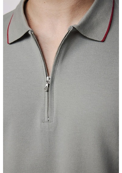 Tudors Erkek Polo Yaka Slim Fit Pamuk Fermuarlı Pike Gri Tişört-27687-Gri Tudors Erkek Polo Yaka Slim Fit Pamuk Fermuarlı Pike Gri Tişört-27687-Gri