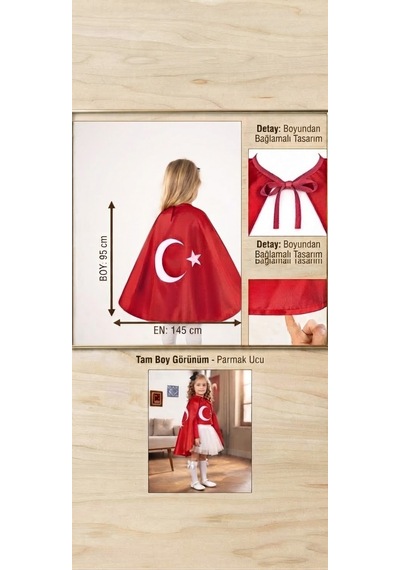 Trendmirend 29 Ekim Ve 23 Nisan İçin Parlak Kırmızı Saten Bagcıklı Ve Parmaklıklı