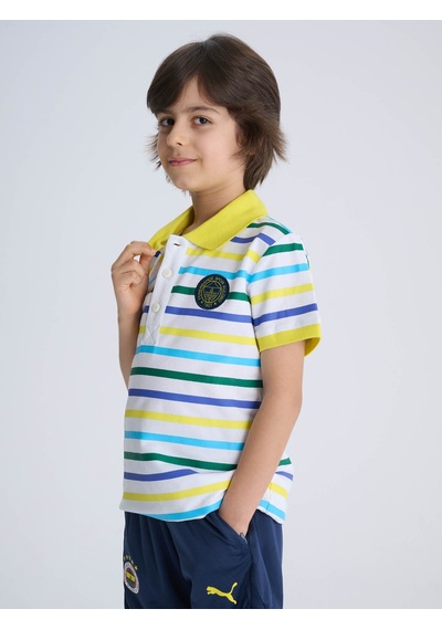 Fenerbahçe Çocuk Trıbun 6 Renk Logolu Polo BEYAZ
