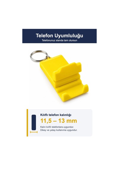 Anahtarlık Tipi Katlanabilir Mini Cep Telefonu Standı Ve Masaüstü Tutucu Sarı