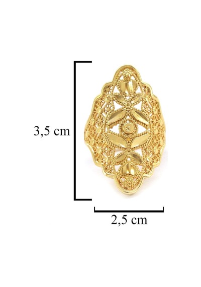 Çelik Yüzük Kadın Altın Kaplama Hint Model Yzk-471 Altın