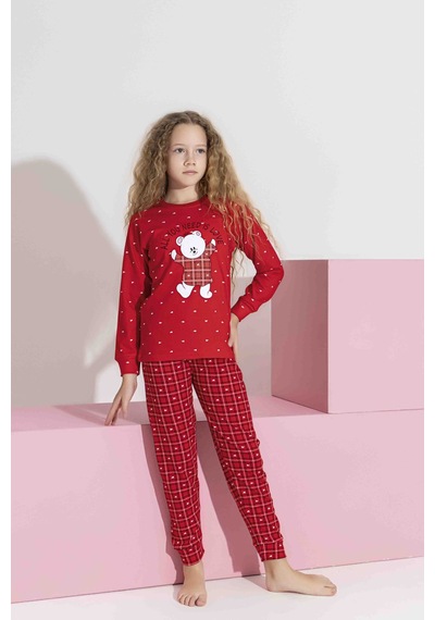 Tarık 5-9 Yaş Kız Çocuk Ekose Ayı Baskılı İnterlok Pijama Takımı 3186270 - Kırmızı Kırmızı Tarık 5-9 Yaş Kız Çocuk Ekose Ayı Baskılı İnterlok Pijama Takımı 3186270 - Kırmızı Kırmızı