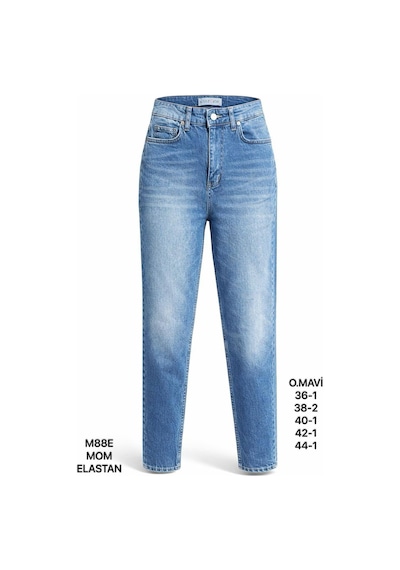 Miss Poem Kadın Mavi Yüksek Bel Mom Fit Jean Pantolon
