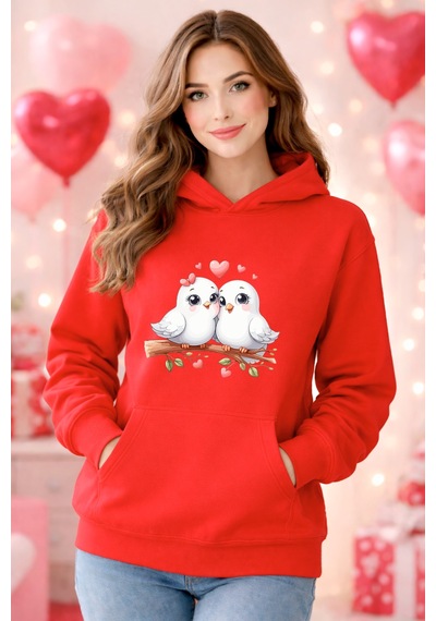 Stil X Sevgililer Gününe Özel, Kapüşonlu Kadın Sweatshırt, Valentıne's Day Kırmızı