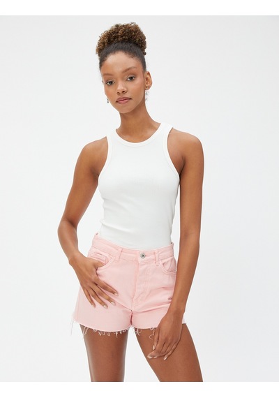 Koton Halter Yaka Fitilli Atlet Basic Biye Detaylı Pamuklu Ekru 3sal30167ık Ekru