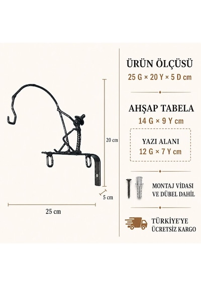 Kişiselleştirilebilir Tabelalı Fener Askısı ve Çiçek Askılığı WH010