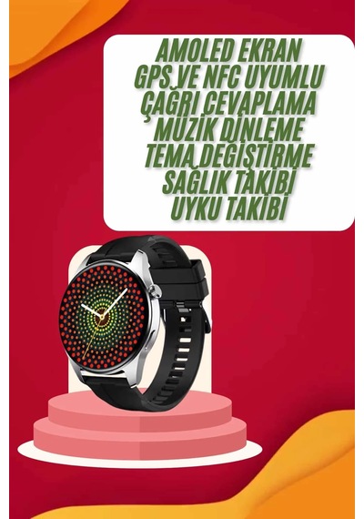 Yuvarlak Kasa 46mm Akıllı Saat Android Ve Ios Uyumlu Uyku Ve Sağlık Takibi