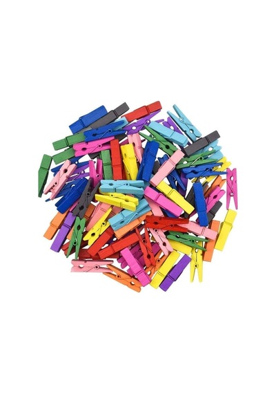 100 Adet Mini Ahşap Renkli Mandal. Ölçüsü : 2.4 Mm - 4 Mm 2 Diğer