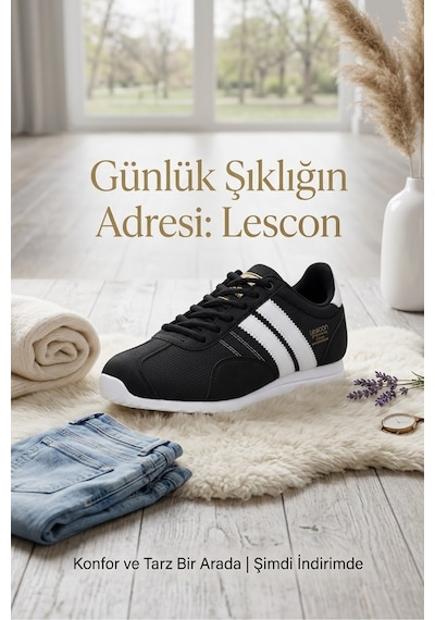 Lescon Kadın Yazlık Terletmez Nefes Alır Ortopedik Hafif Yürüyüş Ve Koşu Ayakkabısı Yeni Sezon Siyah