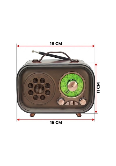Retro Bluetooth Radyo Hoparlör Usb Tf Kart Aux Fm Taşınabilir Nostaljik Tasarım