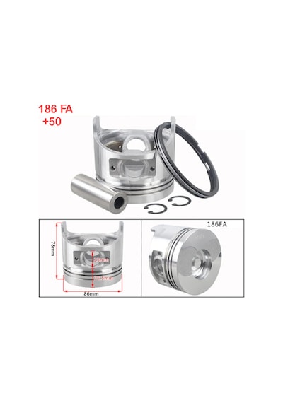 İtal 186Fa Piston Segman Komple +0.50 Mm