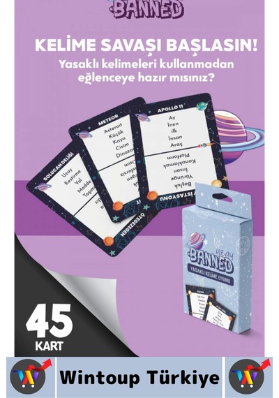 Eğlenceli Aile Arkadaş Okul Sosyalleşme Yaratıcılık Sözel Beceri Gelişimi Oyun Banned-uzay 45 Kart