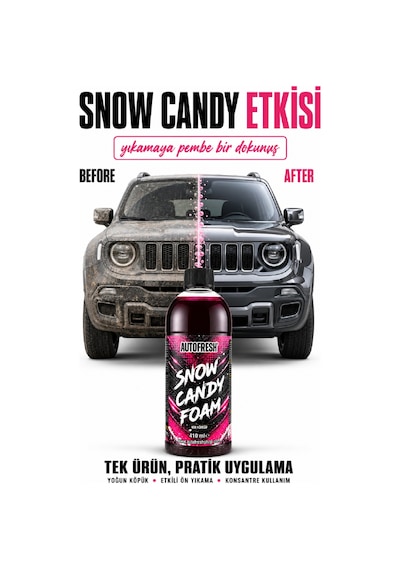 Snow Candy Foam Pembe Renkli Oto Yıkama Köpüğü 410ml Yoğun Köpüklü Konsantre Araç Şampuanı