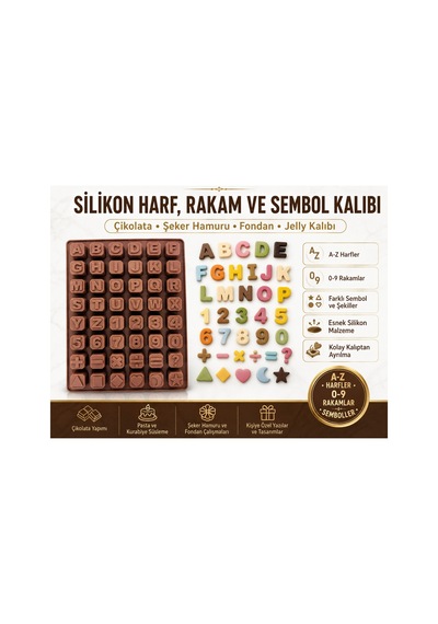 Silikon Harf, Rakam Ve Sembol Kalıbı Kahverengi