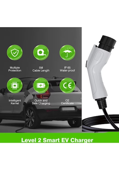 Ev Charger 3,5 Kw 5 Metre Taşınabilir Elektrikli Araç Şarj Cihazı 3.5 KW
