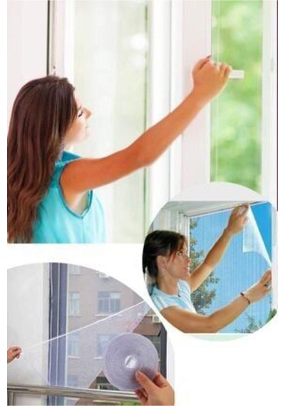 75 X 125 Cm 4 Mt Bant Kesilebilir Hazır Pencere Tül Sineklik Pratik Tak Çıka