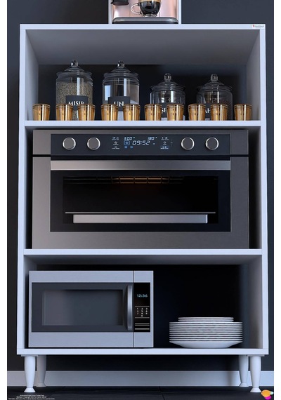 Lara 80 Cm Çok Amaçlı Mikrodalga Standı 3 Raflı Fırın Tezgahı Mutfak Dolabı Beyaz 80x119x48 Cm Lara 80 Cm Çok Amaçlı Mikrodalga Standı 3 Raflı Fırın Tezgahı Mutfak Dolabı Beyaz 80x119x48 Cm