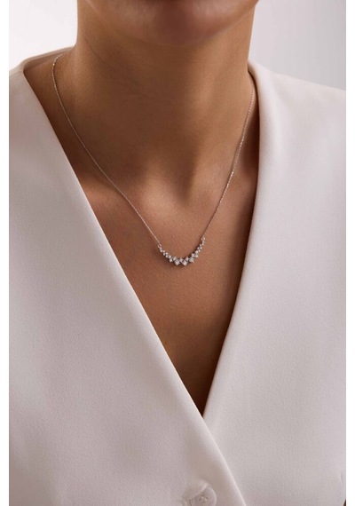 Beyaz Altın Kolye Trendy Form New T13974 Renkli