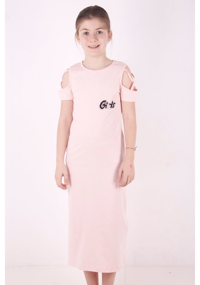 Toontoy Kız Çocuk Kol Detaylı Elbise Pudra
