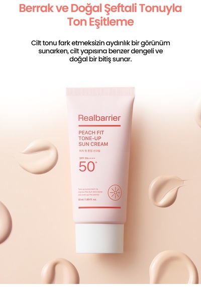 Ciltte Pürüzsüz Görünüm Sunan Ton Eşitleyici Güneş Kremi Realbarrıer Peach Fit Tone-up Sun Cream