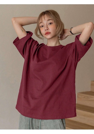 Flood Of Style Kadın Bordo Fructification Baskılı Oversize T-shirt