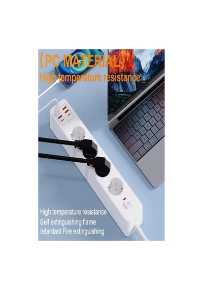 Termal Akım Korumalı 4 Lü Priz 4x Usb 2x Type-c Çıkışlı Grup Priz Çoğaltıcı 3500w