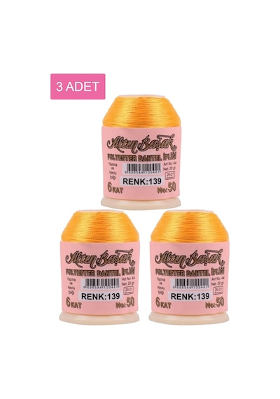 3 Adet Altınbaşak Oya Ve Dantel İpi 20 Gr - Royaleks - No: 139