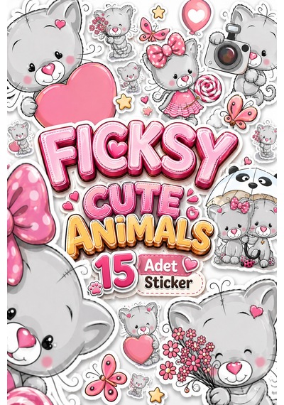 Sevimli Yavru Kedi Sticker Seti - 15 Adet Etiket Çıkartma Diğer
