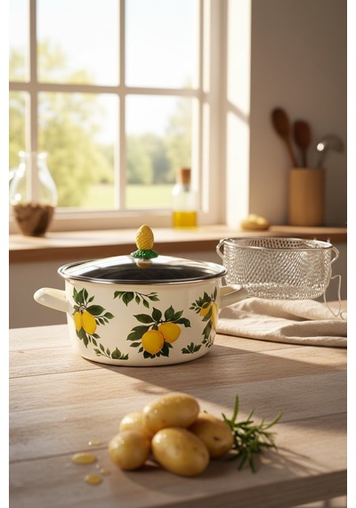 Akayev Emaye Limon 24 Cm Kızartma Tenceresi Limonlu