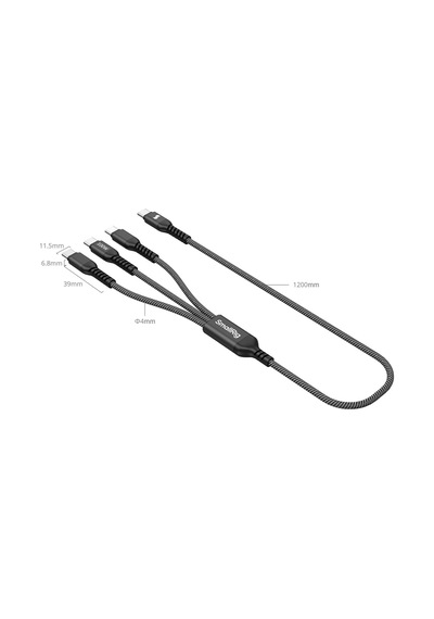 Smallrig 5079 3'ü 1 Arada Usb-c Güç Kablosu 120cm Siyah