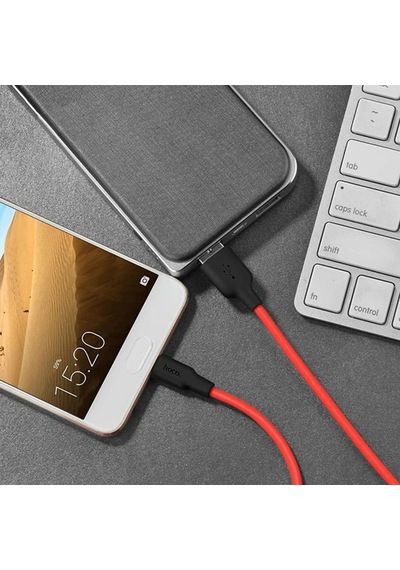 Hoco X21 Usb To Type-c 3a Silikon Hızlı Şarj Ve Data Kablosu- 5775 Siyah-kırmızı
