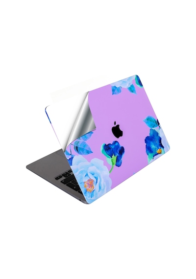 Apple Uyumlu Macbook Air M1 Kılıf Flower03 Yapıştırma Laptop Kaplama Sticker Koruyucu A2337 İle Açık Lila