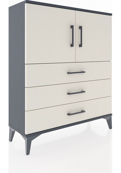 Arges Şifonyer 2 Raflı 3 Çekmeceli 2 Kapaklı 88x30x106 Antrasit-aytaşı Antrasit
