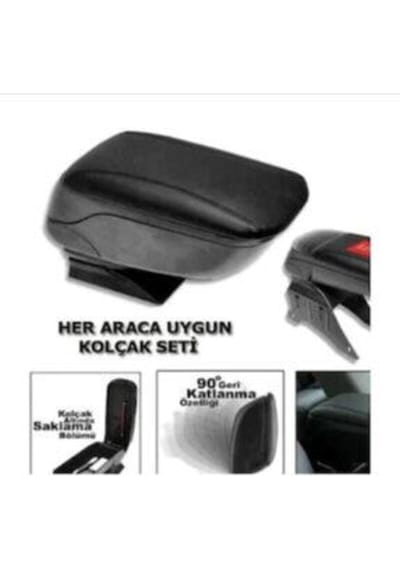Tüm Araçlarla Uyumlu Oto Kol Dayama Bardaklı Kolçak Siyah Sürgülü