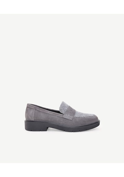 Yargıcı Keçe Detaylı Deri Loafer Gri