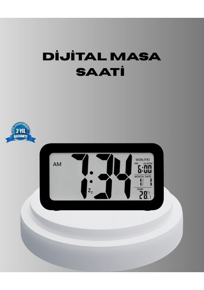 Mey İthalat Dijital Masa Saati Sensörlü Aydınlatmalı Alarm Ve Sıcaklık Ölçerli Çok Renkli