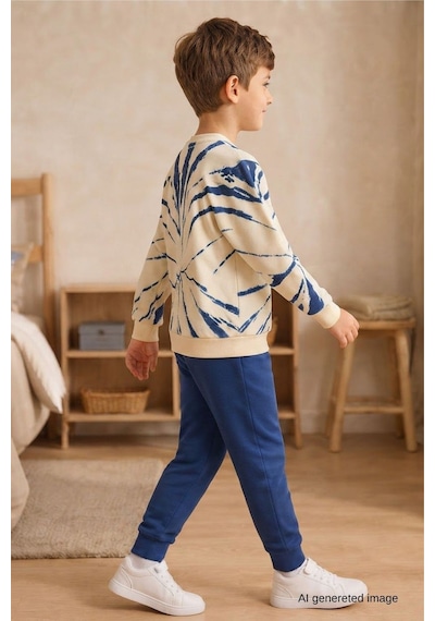 Pina Kids Erkek Çocuk Batik Desenli Okul Günlük Eşofman Takımı Esf7037 Lacivert