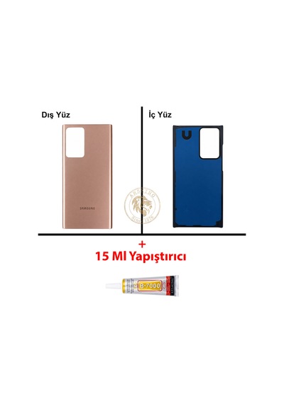 Samsung Galaxy Note 20 Ultra Bronz Renk Arka Kapak + B7000 Yapıştırıcı Arka Cam Batarya Kapağı Pil Kapağı Lazer Kesim Back Cover Galaxy Note 20 Ultra Uyumlu