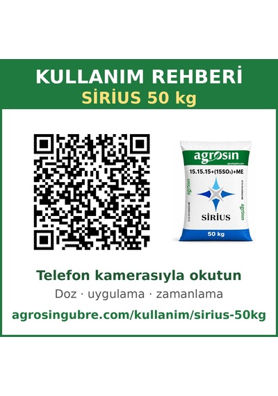 Agrosin Sirius 15.15.15+(2MgO)+(15SO3)+ME Granül NPK Taban Gübresi 50 kg