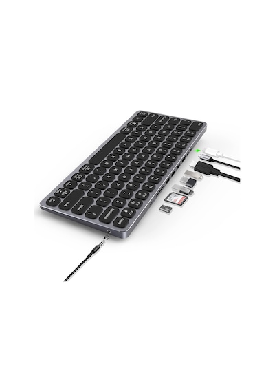 Bix USB 3.0 4K HDMI SD PD Aux Kart Okuyuculu Dönüştürücülü Çok Fonksiyonlu Alüminyum Klavye