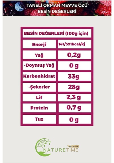 Taneli Orman Meyve Özü 1350 Gr Pestisit & Ağır Metal İçermez Analizli Katkısız Doğal