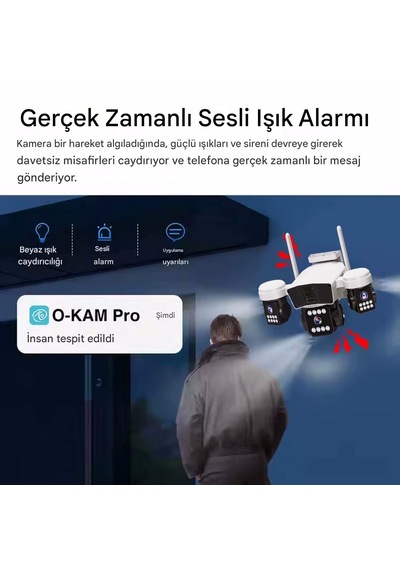 O-kam 3036pro, 9mp, Wifi, 3 Lens, Akıllı Kamera, İnsan Algılama