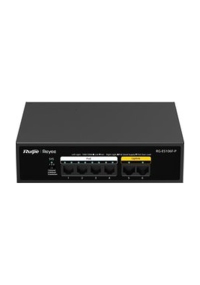 Ruıjıe Reyee Rg-es106f-p 6 Port 10/100 4xpoe 54w 2xfa-uplınk Yonetılemez Swıtch