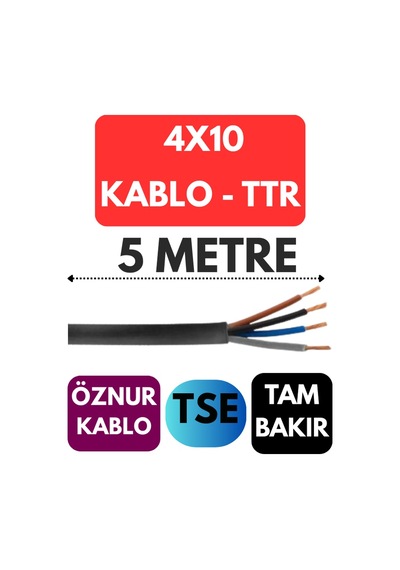 Öznur 4x10 Ttr Kablo Metre Seçenekli Siyah - 5 Metre