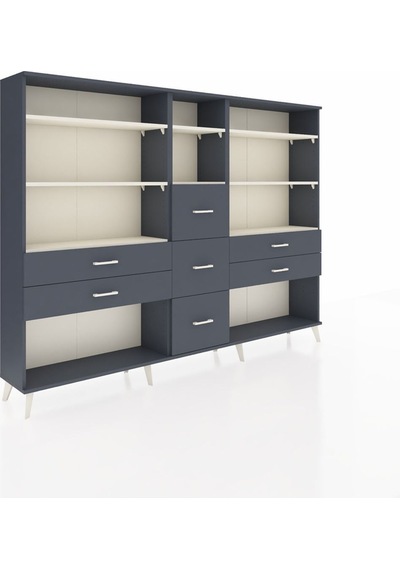 Arges Dolap 8 Raflı 7 Çekmeceli 220x30x163 Antrasit-aytaşı/antrasit Aytası/antrasıt - Antrasıt