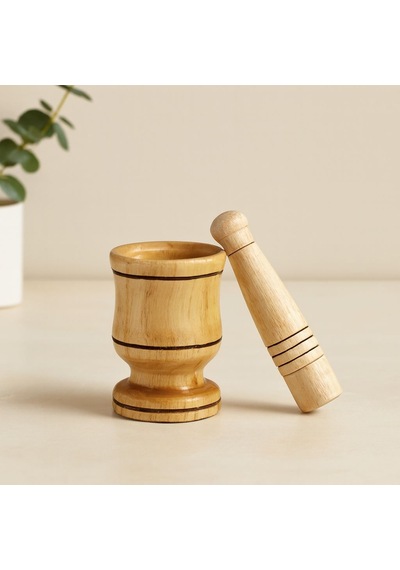 Tedar Küçük Ahşap Havan Sarımsak Dövecek 6x4x8.8 Cm Najmaddin