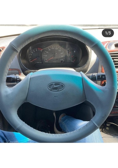 Hyundai Accent Milenyum Kasa Birebir Renk Araca Özel  Kaplama Deri Direksiyon Kılıfı Siyah