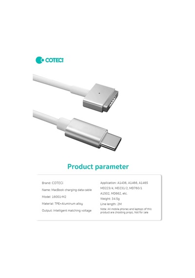 Özel Tasarım Coteci Apple MacBook Uyumlu Usb-c Hızlı Şarj Ve Data Kablosu Destek Bireysel Kullanım
