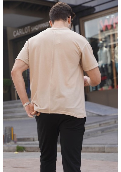 Madmext Bej Regular Fit Basic Erkek Tişört 6099-bej Bej