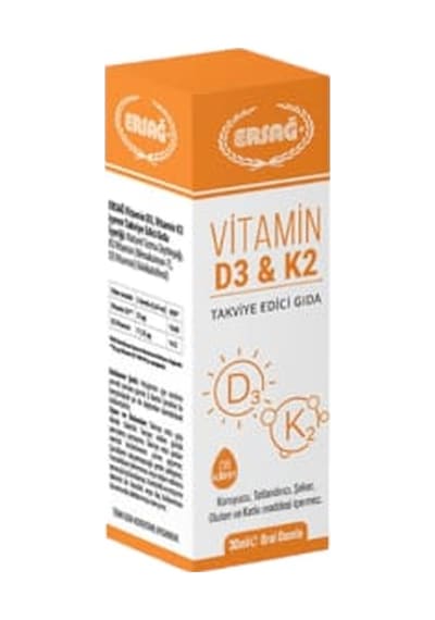 Ersağ Vitamin D3 K2 Takviye Edici Gıda 30 ML